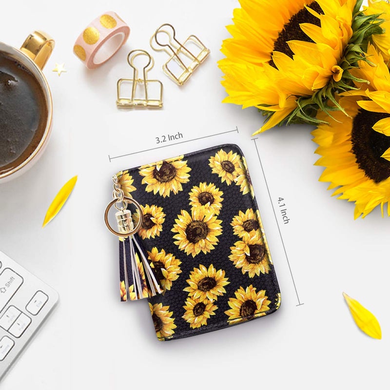 Coco Rossi Women's Card Case RFID Cute Flowers Small Wallet Card Holder, Sunflower - Image 3
